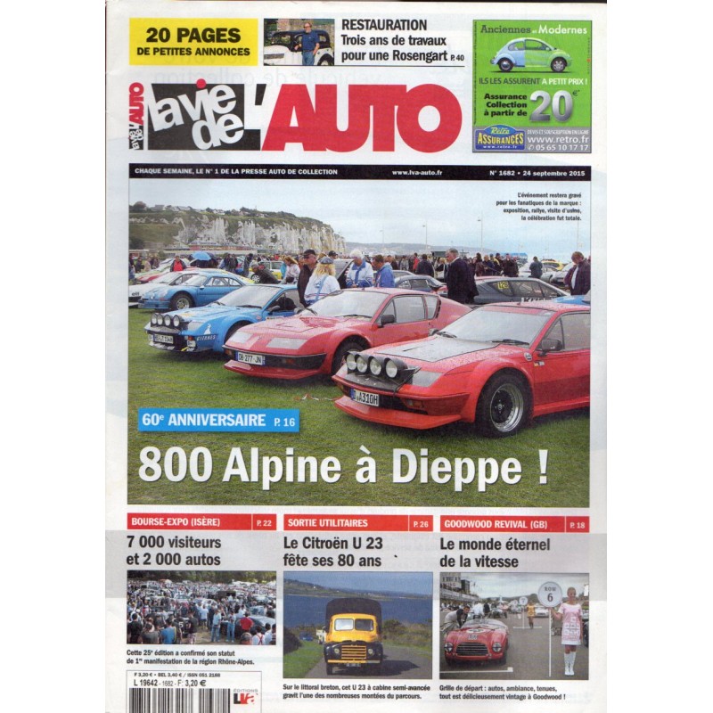 La Vie de l'Auto n° 1682 du 24 septembre 2015 - 60e anniversaire : 800 Alpine à Dieppe !