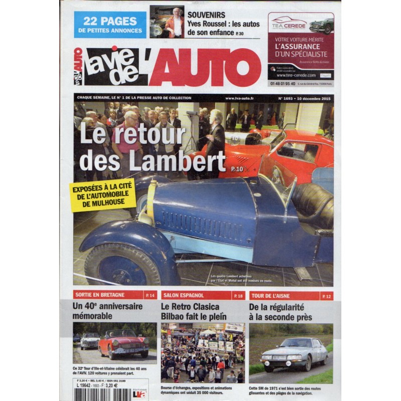 La Vie de l'Auto n° 1693 du 10 décembre 2015 - Le retour des Lambert