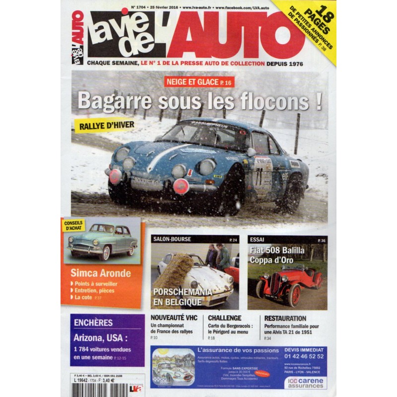 La Vie de l'Auto n° 1704 du 25 février 2016 - Rallye Neige et Glace : Bagarre sous les flocons !