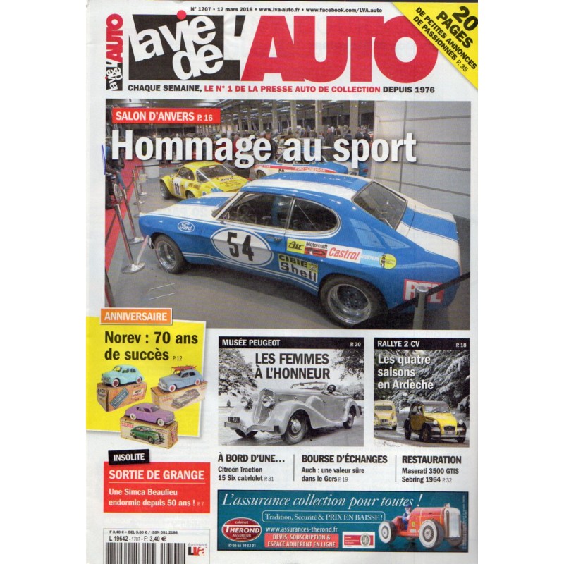 La Vie de l'Auto n° 1707 du 17 mars 2016 - Salon d'Anvers : Hommage au sport