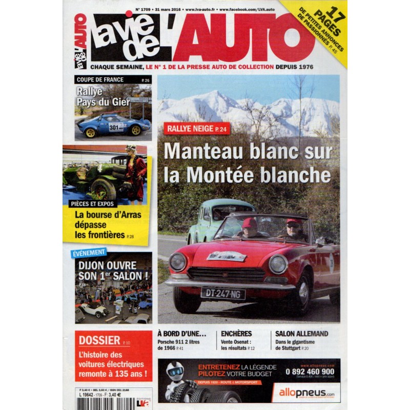 La Vie de l'Auto n° 1709 du 31 mars 2016 - Rallye Neige : Manteau blanc sur la montée blanche