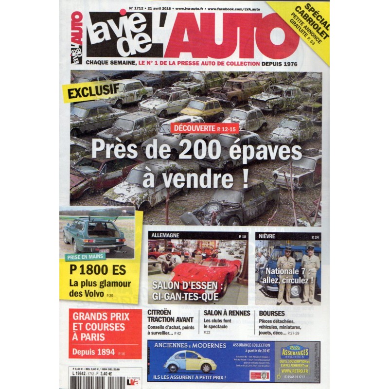 La Vie de l'Auto n° 1712 du 21 avril 2016 - Découverte : Près de 200 épaves à vendre !