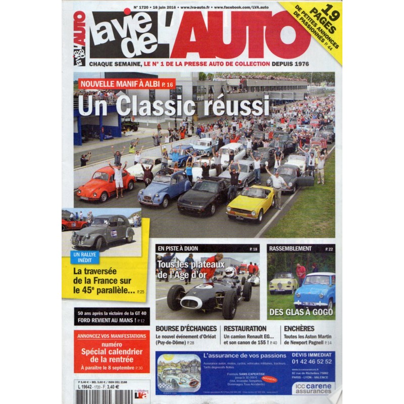 La Vie de l'Auto n° 1720 du 16 juin 2016 - Manifestation à Albi : Un Classic réussi