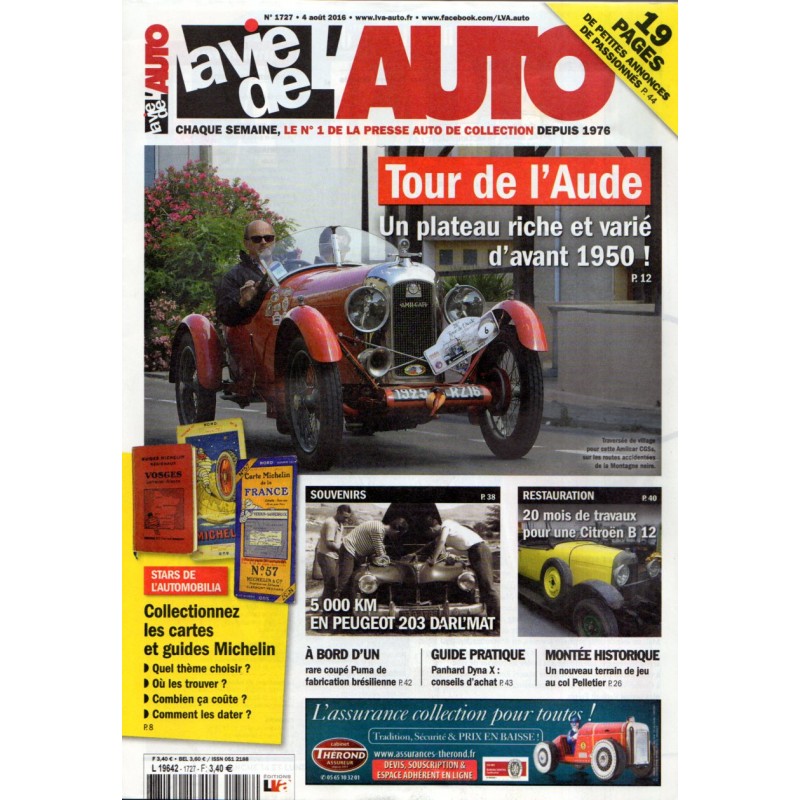 La Vie de l'Auto n° 1727 du 4 aout 2016 - Tour de l'Aude : un plateau riche et varié d'avant 1950 !