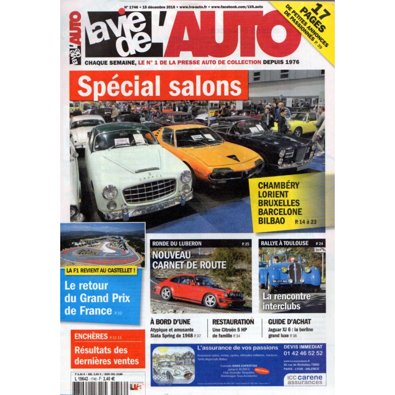 La Vie de l'Auto n° 1746 du 15 décembre 2016 - Spécial Salons : Chambéry, Lorient, Bruxelles, Barcelone, Bilbao