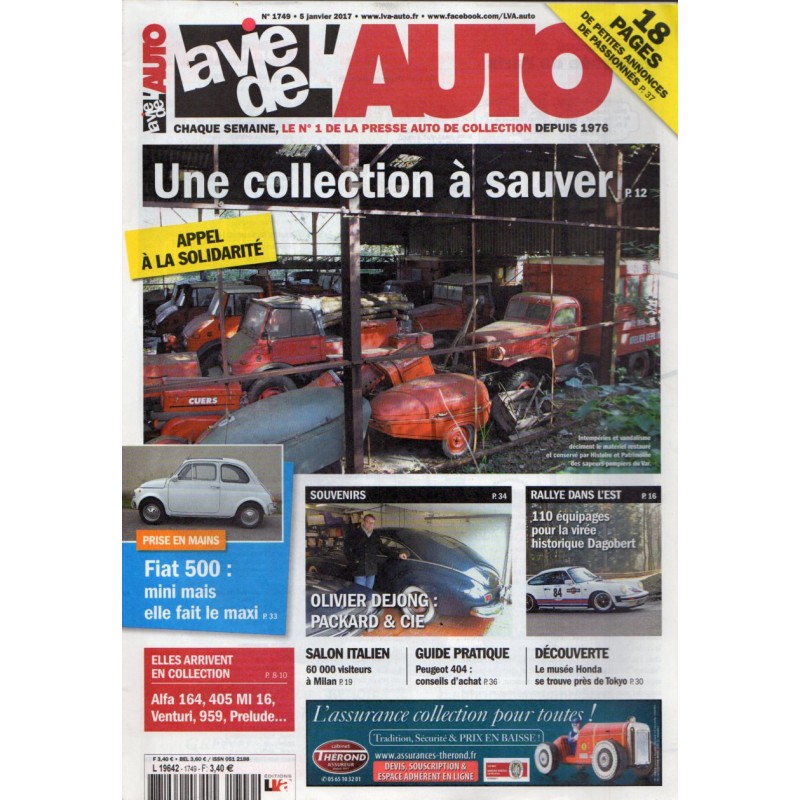 La Vie de l'Auto n° 1749 du 5 janvier 2017 - Une collection à sauver