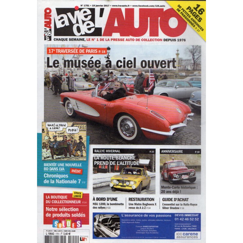La Vie de l'Auto n° 1751 du 19 janvier 2017 - 17e Traversée de Paris : le musée à ciel ouvert