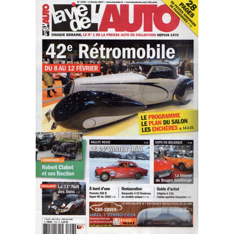La Vie de l'Auto n° 1753 du 2 février 2017 - 42e Rétromobile