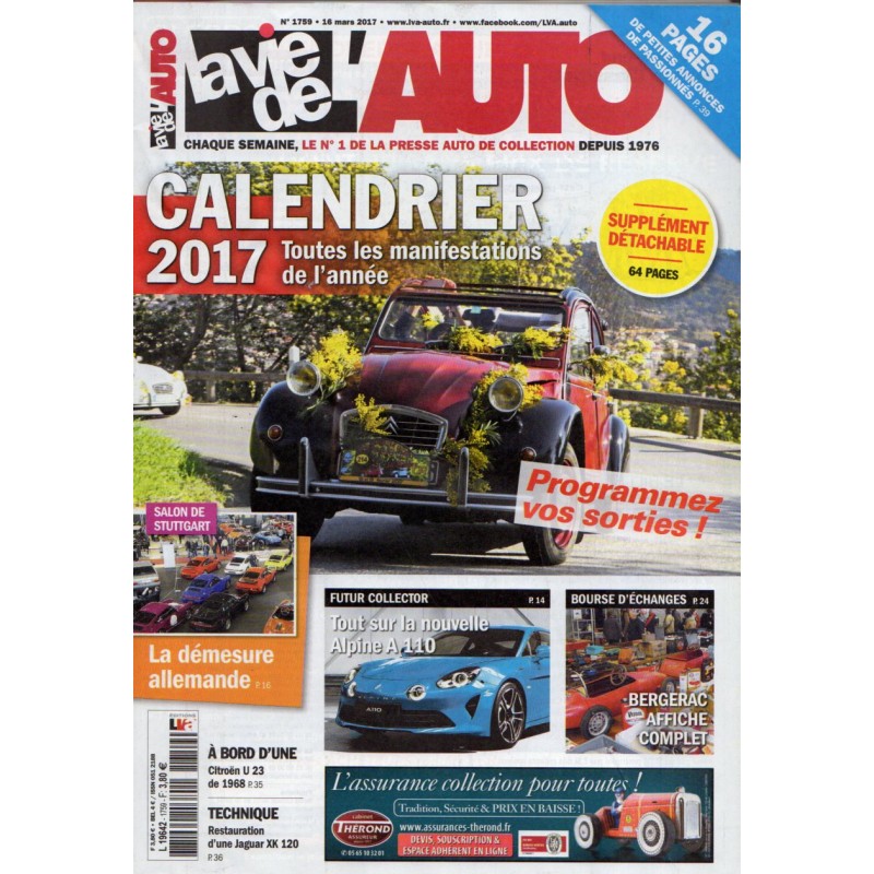 La Vie de l'Auto n° 1759 du 16 mars 2017 - Calendrier 2017 des manifestations