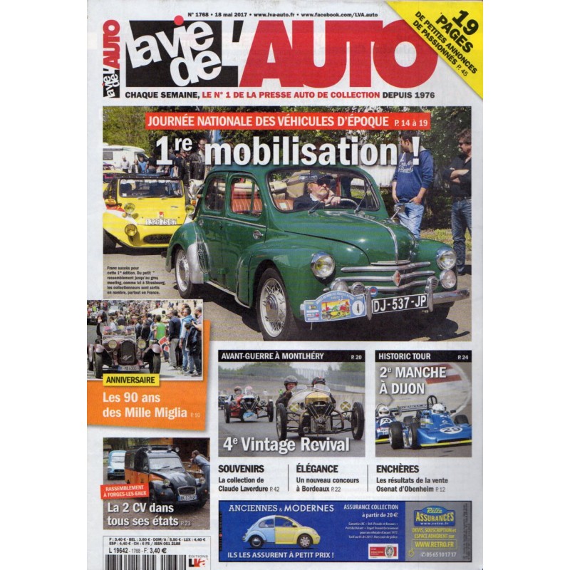 La Vie de l'Auto n° 1768 du 18 mai 2017 - Journée Nationale des véhicules d'époque : 1re mobilisation