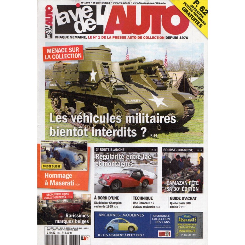 La Vie de l'Auto n° 1804 du 25 janvier 2018 - Les véhicules militaires bientôt interdits ?