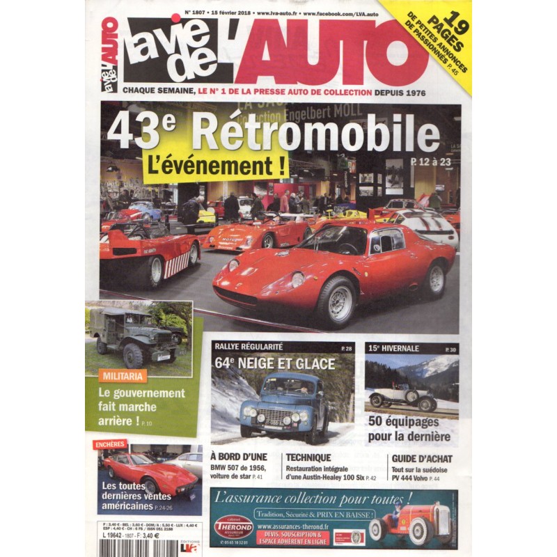 La Vie de l'Auto n° 1807 du 15 février 2018 - 43e Rétromobile : L'événement !