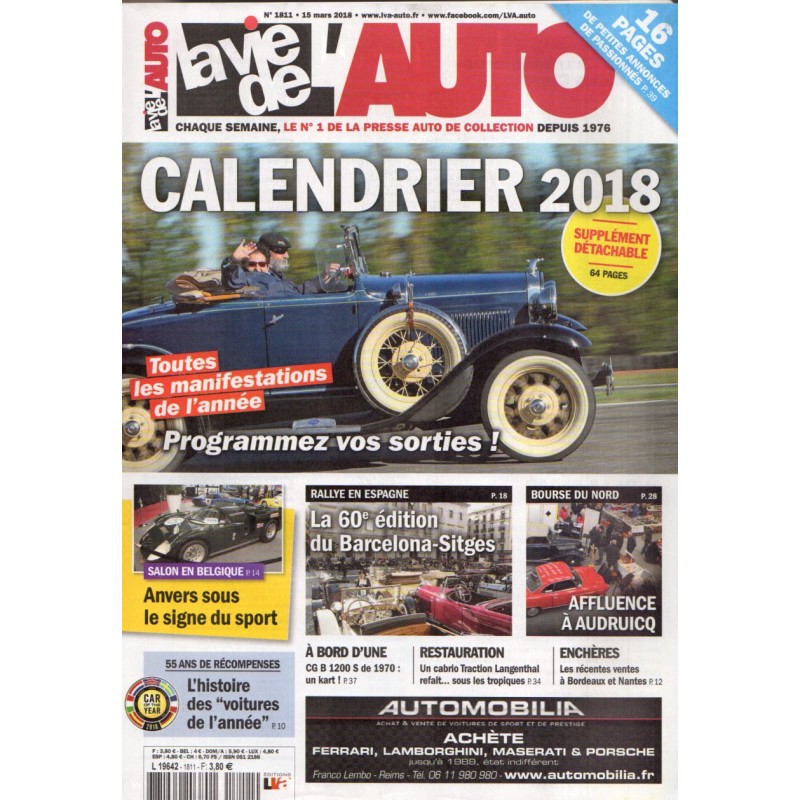 La Vie de l'Auto n° 1811 du 15 mars 2018 - Salon en Belgique : Anvers sous le signe du sport