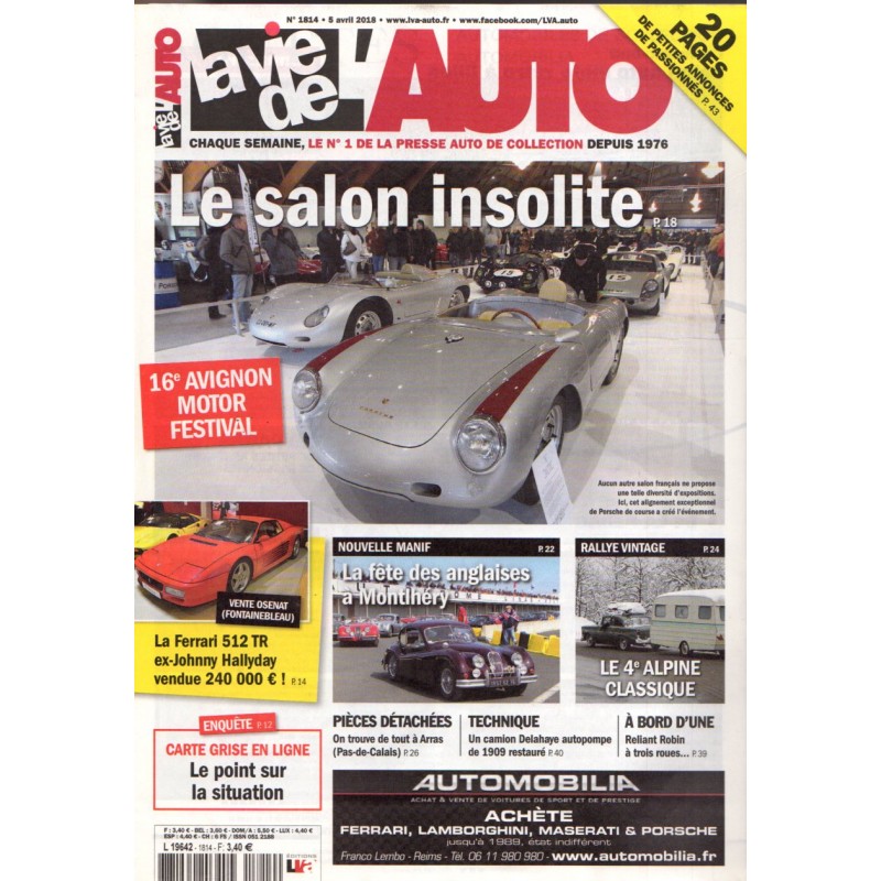 La Vie de l'Auto n° 1814 du 5 avril 2018 - 16e Avignon Motor Festival : Le Salon insolite