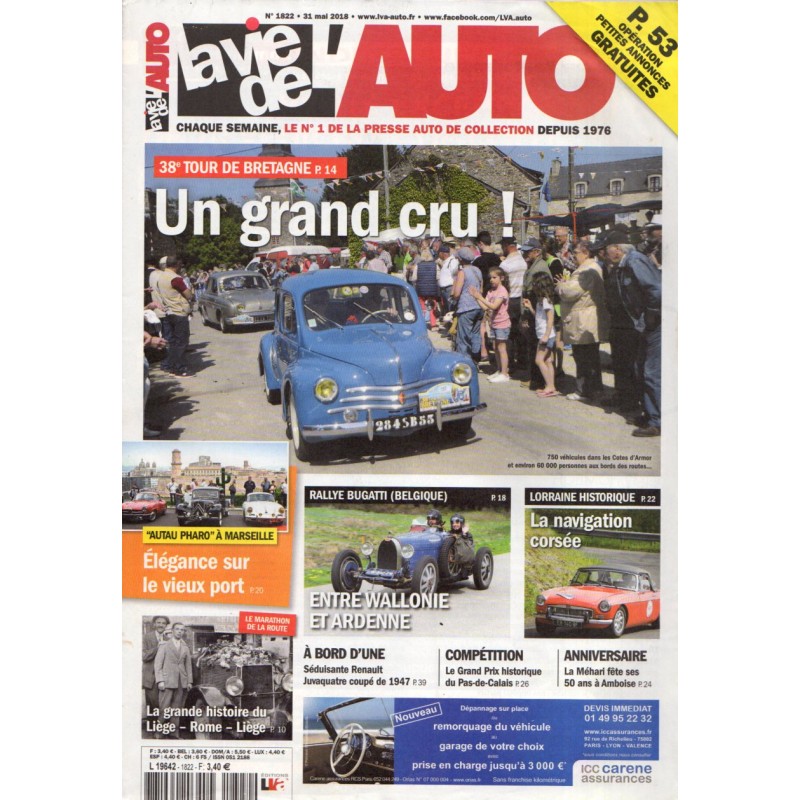 La Vie de l'Auto n° 1822 du 31 mai 2018 - 38e Tour de Bretagne : Un grand cru !