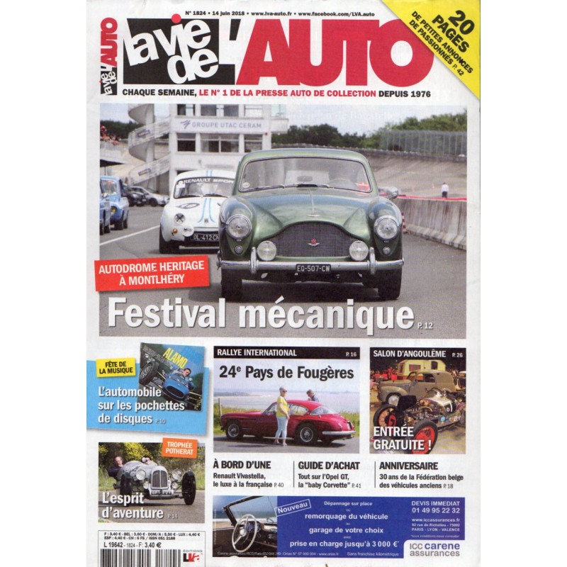 La Vie de l'Auto n° 1824 du 14 juin 2018 - Autodrome héritage à Montlhéry : Festival mécanique