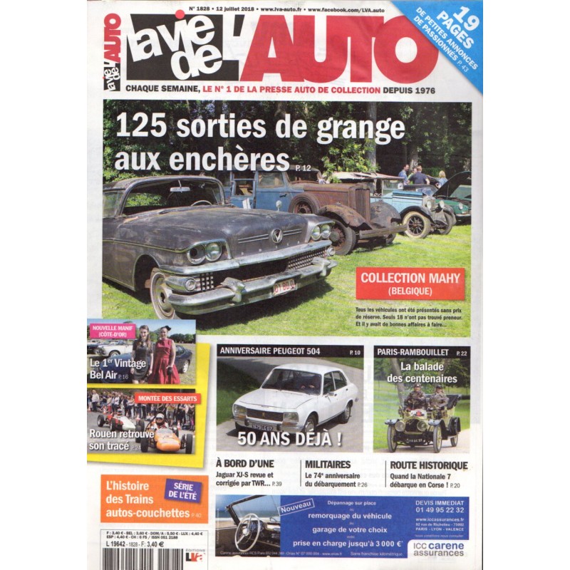 La Vie de l'Auto n° 1828 du 12 juillet 2018 - Collection Mahy (Belgique)