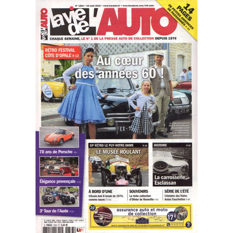 La Vie de l'Auto n° 1833 du 16 aout 2018 - Rétro Festival Côte d'Opale : Au cœur des années 60 !