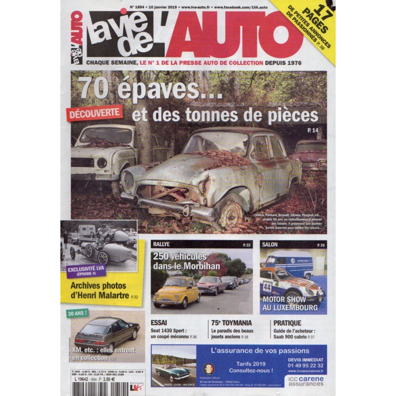La Vie de l'Auto n° 1854 du 10 janvier 2019 - Découverte : 70 épaves et des tonnes de pièces