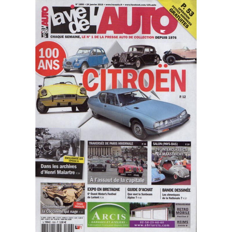 La Vie de l'Auto n° 1856 du 24 janvier 2019 - 100 ans Citroën