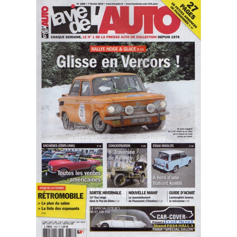 La Vie de l'Auto n° 1858 du 7 février 2019 - Rallye Neige & Glace dans le Vercors