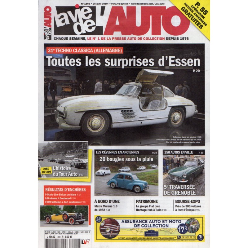 La Vie de l'Auto n° 1869 du 25 avril 2019 - 31e Techno Classica (Allemagne) : Toutes les surprises d'Essen