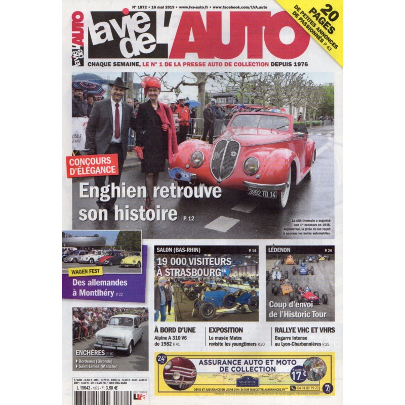 La Vie de l'Auto n° 1872 du 16 mai 2019 - Concours d'élégance à Enghien
