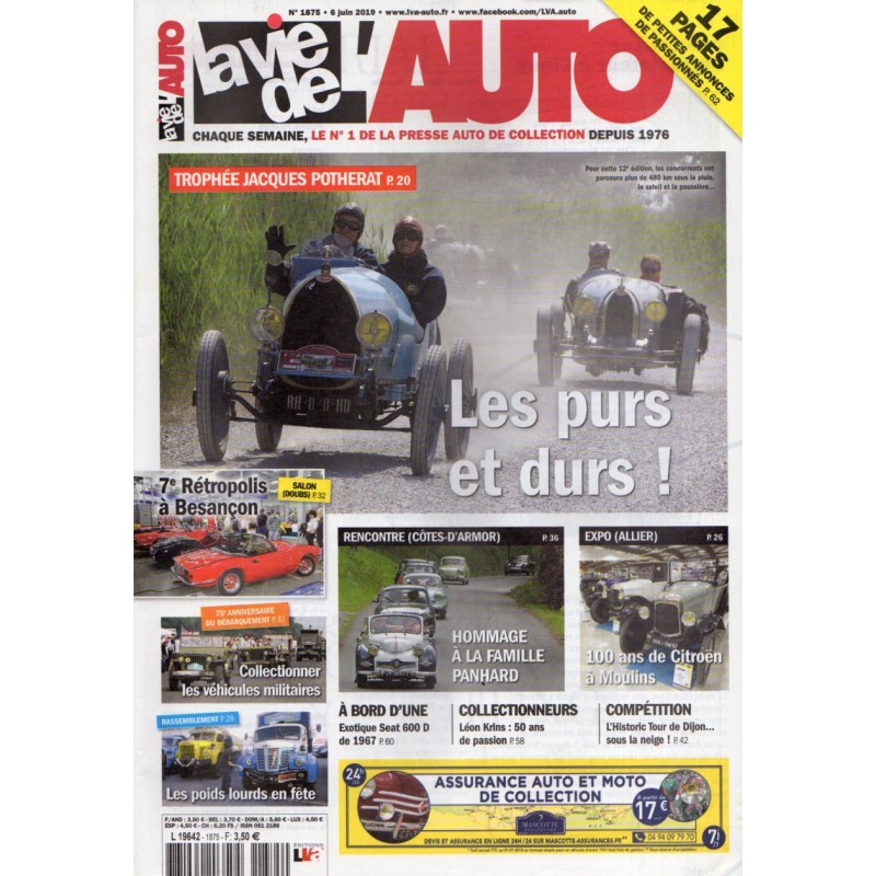 La Vie de l'Auto n° 1875 du 6 juin 2019 - Trophée Jacques Potherat : Les purs et durs !