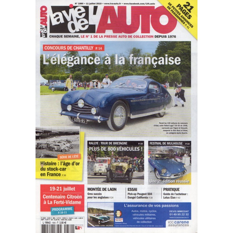 La Vie de l'Auto n° 1880 du 11 juillet 2019 - Concours de Chantilly : L'élégance à la française
