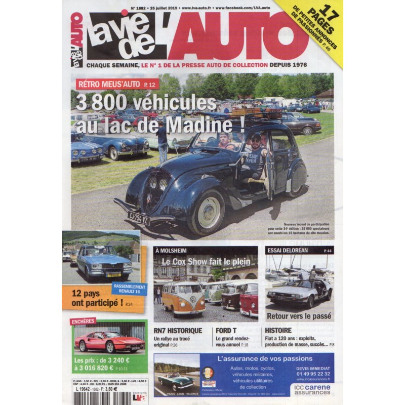 La Vie de l'Auto n° 1882 du 25 juillet 2019 - Rétro Meus'Auto : 3800 véhicules au lac de Madine