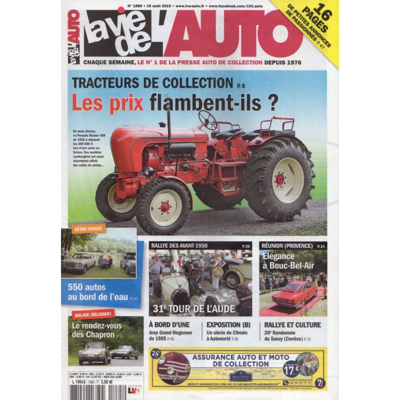 La Vie de l'Auto n° 1885 du 15 aout 2019 - Tracteurs de collection