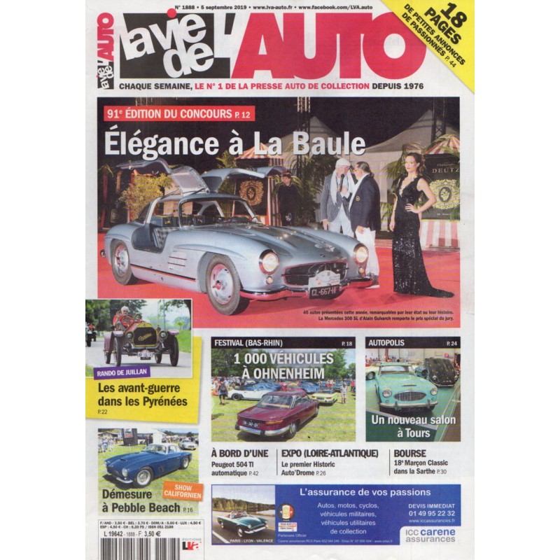 La Vie de l'Auto n° 1888 du 5 septembre 2019 - 91e Edition du concours : Elégance à La Baule