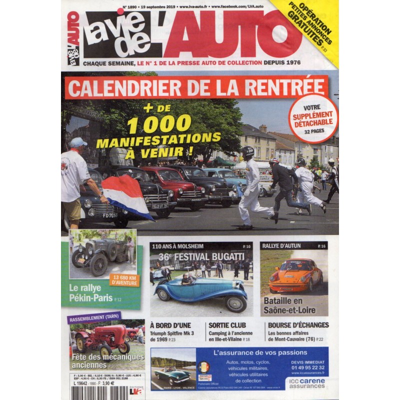 La Vie de l'Auto n° 1890 du 19 septembre 2019 - 36e Festival Bugatti à Molsheim