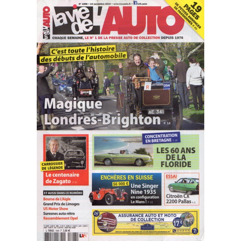 La Vie de l'Auto n° 1898 du 14 novembre 2019 - Magique Londres-Brighton