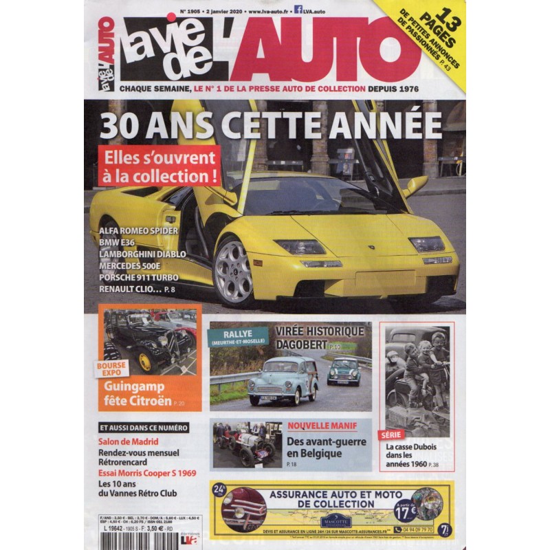 La Vie de l'Auto n° 1905 du 2 janvier 2020 - 30 ans cette année : Elles s'ouvrent à la collection !