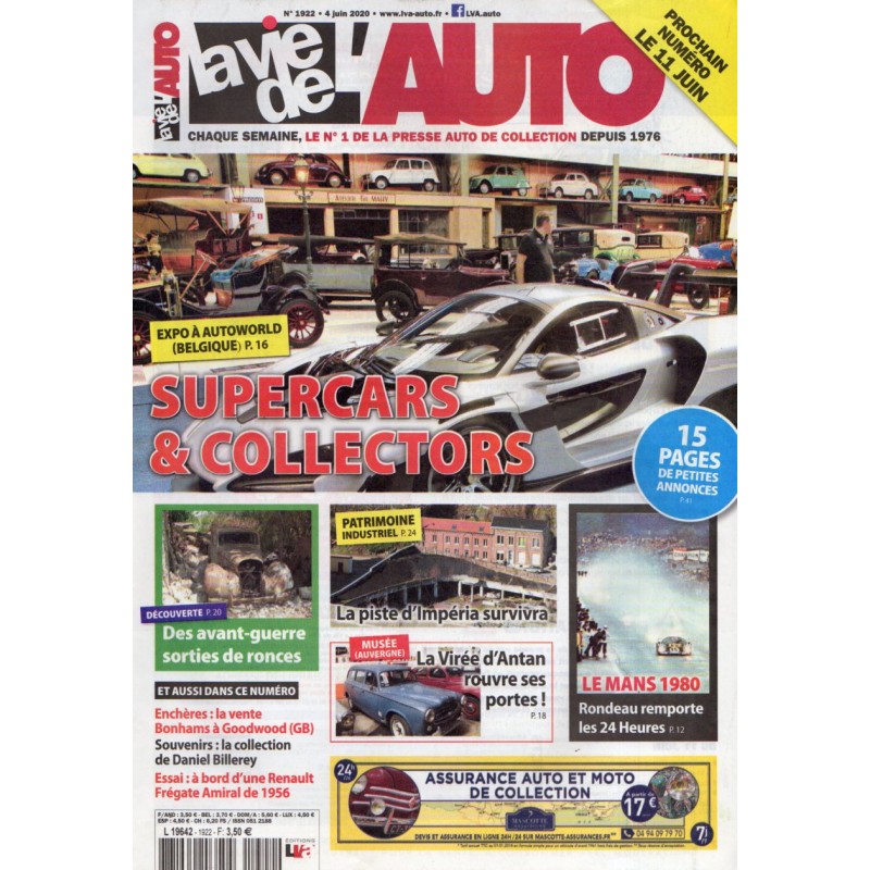 La Vie de l'Auto n° 1922 du 4 juin 2020 - Expo à Autoworld (Belgique) Supercars & Collectors