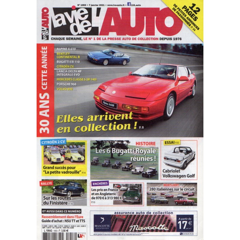 La Vie de l'Auto n° 1953 du 7 janvier 2021 - 30 ans : elle arrivent en collection !