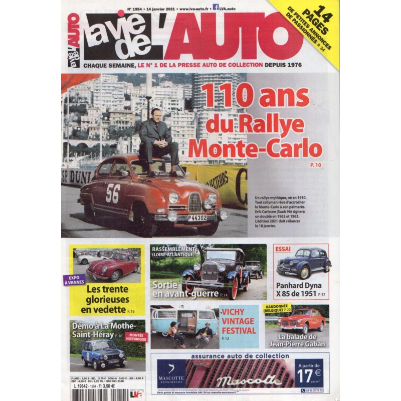 La Vie de l'Auto n° 1954 du 14 janvier 2021 - 110 ans du Rallye Monte-Carlo