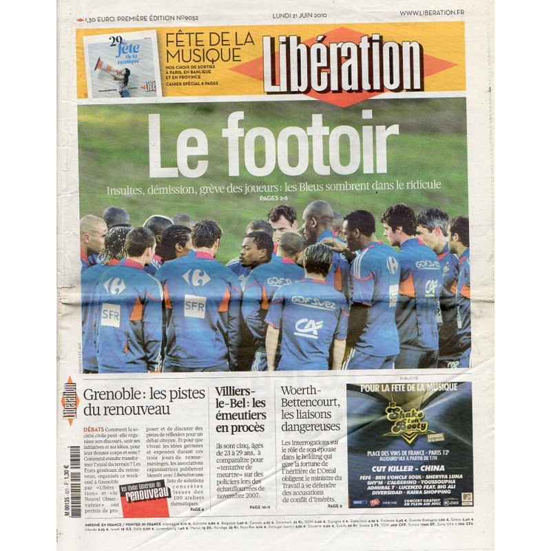 21 juin 2010 - n° 9052 - Libération (Complet) - Le Footoir