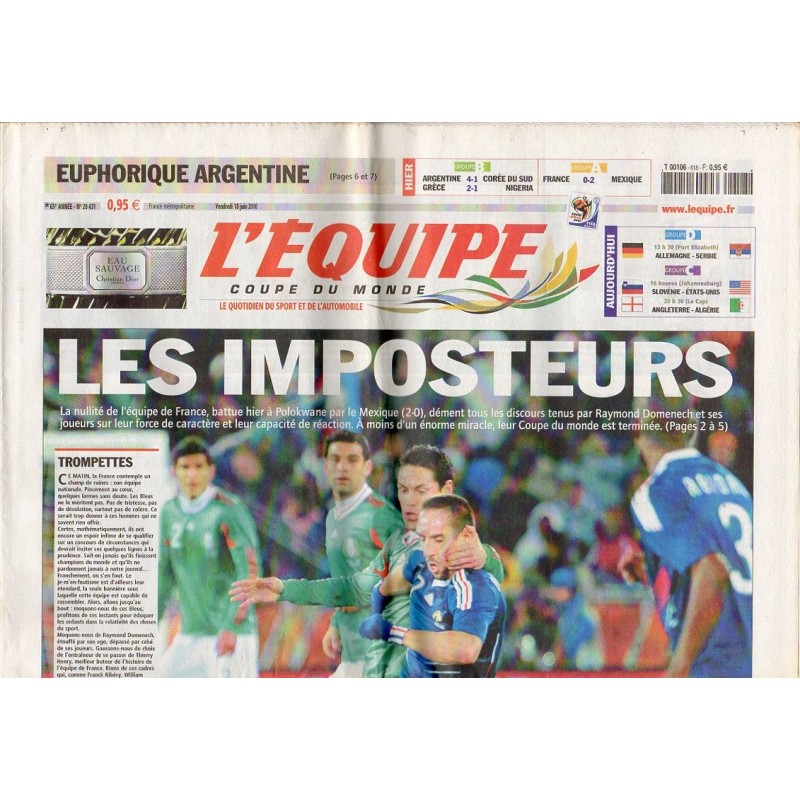 18 juin 2010 - n° 20431 - L'Equipe (Complet) - Les Imposteurs
