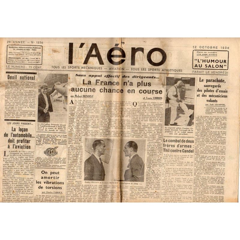12 octobre 1934 - L'Aéro (14 pages)