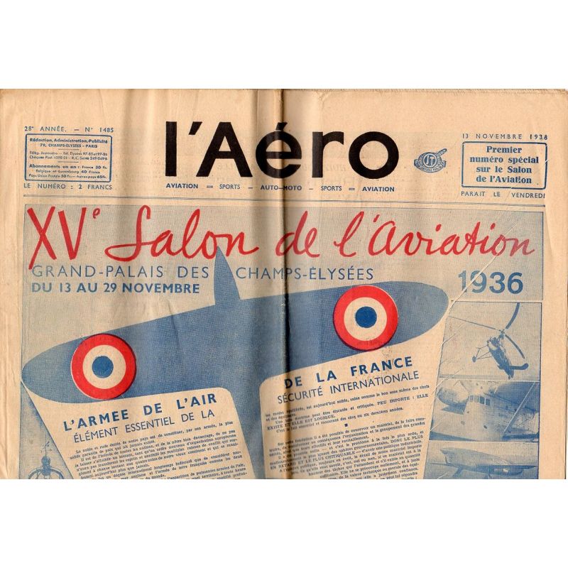 13 novembre 1936 - L'Aéro - XVème salon de l'Aviation
